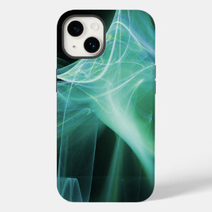 COQUE POUR iPhone 14 TOURBILLONS FRACTALS EN TURQUOISE BLEU VERT TEAL