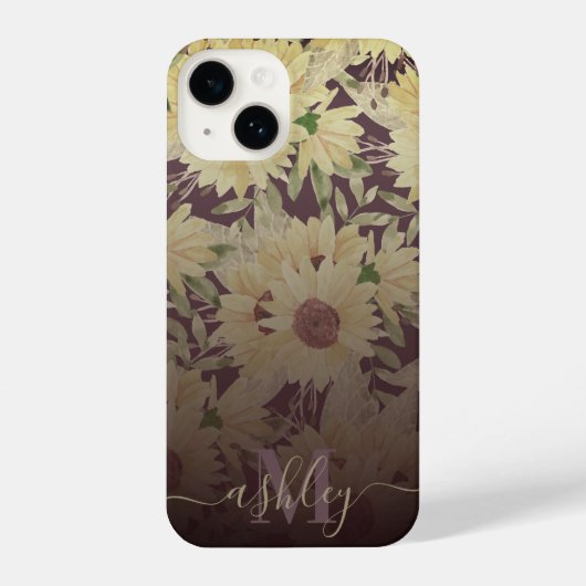 Coque Pour iPhone 14 Tournesol aquarelle (Verso)