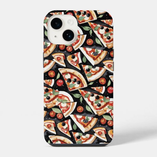 Coque Pour iPhone 14 Tranches De Pizza Abstraites Sur Un Arrière - plan (Verso)