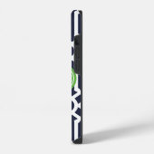 Coque Pour iPhone 14 Trellis Monogramme Moderne Vert et Marine (Côté gauche)