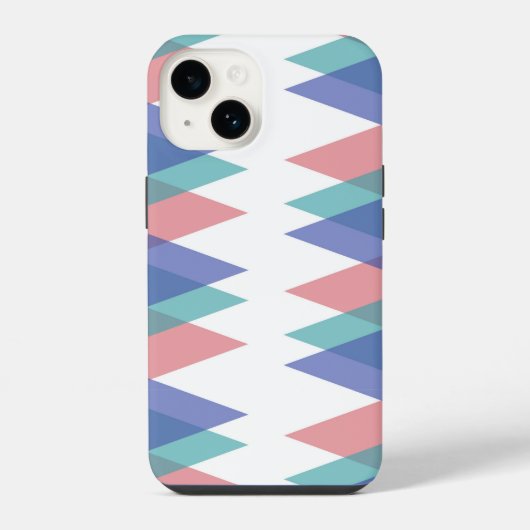 Coque Pour iPhone 14 Triangles bleu et corail (Verso)