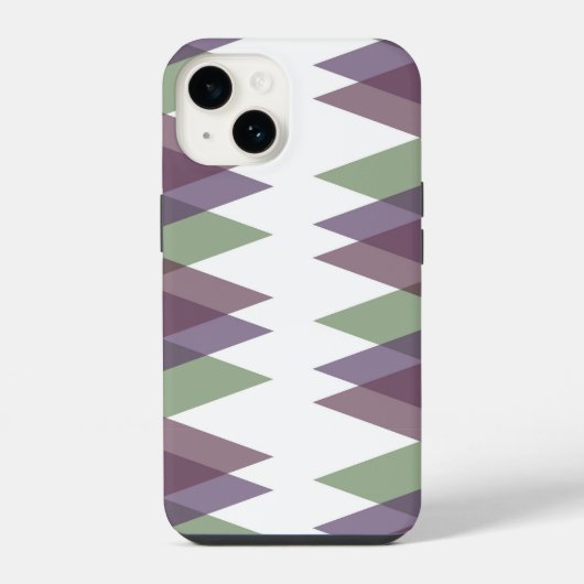 Coque Pour iPhone 14 Triangles mauve et vert (Verso)
