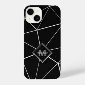 Coque Pour iPhone 14 Triangles noirs géométriques lignes blanches Monog (Verso)