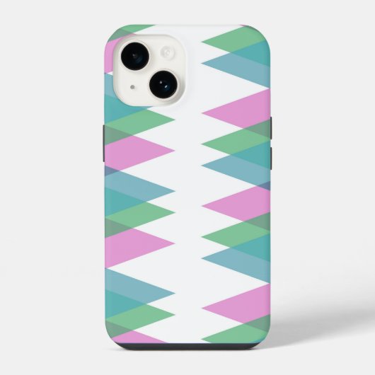 Coque Pour iPhone 14 Triangles rose et vert (Verso)