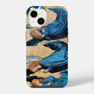 COQUE POUR iPhone 14 TROIS ANGES DE NOËL EN PARCHEMIN BLEU
