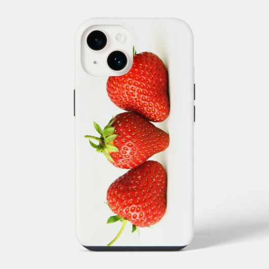 Coque Pour iPhone 14 Trois fraises sur fond blanc ipha (Verso)