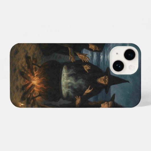 Coque Pour iPhone 14 Trois Sorcières Brew Cauldron Pleine lune Beach (Verso Horizontal)