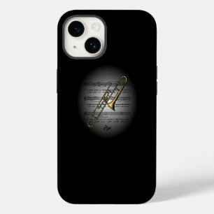 Coque Pour iPhone 14 Trombone Avant-Garde sur Globe avec Partition 