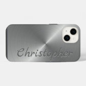 Coque Pour iPhone 14 Ttitane acier inoxydable métal (Verso Horizontal)