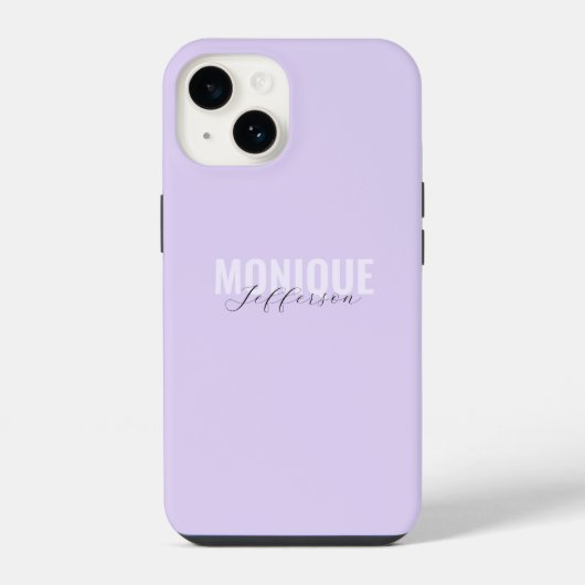Coque Pour iPhone 14 Typographie & Script Lilac Lavender Monogramme (Verso)