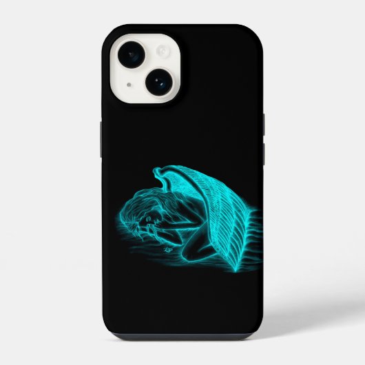 Coque Pour iPhone 14 Un Angle endormi en noir et vert (Verso)