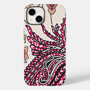 Coque Pour iPhone 14 Un design cachemire décoratif avec rouge vif et ép