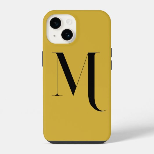 Coque Pour iPhone 14 Unique Extra Large Monogram Print M Or Métallisé (Verso)