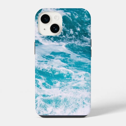 Coque Pour iPhone 14 Vagues de l'océan bleu  (Verso)