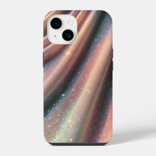 Coque Pour iPhone 14 Vagues de soie irisées pailletées pastel élégantes