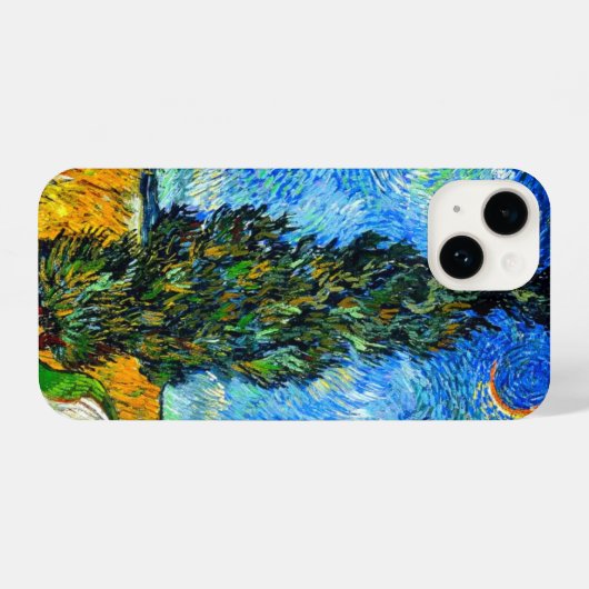 Coque Pour iPhone 14 Van Gogh Road avec Cypress et Star (Verso Horizontal)