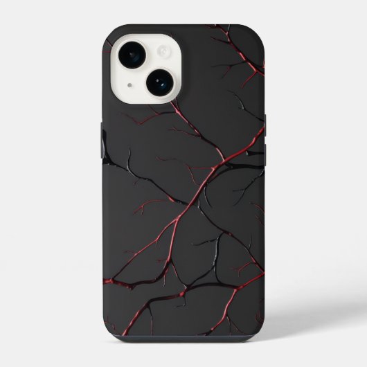 Coque Pour iPhone 14 Veines noires et rouges (Verso)