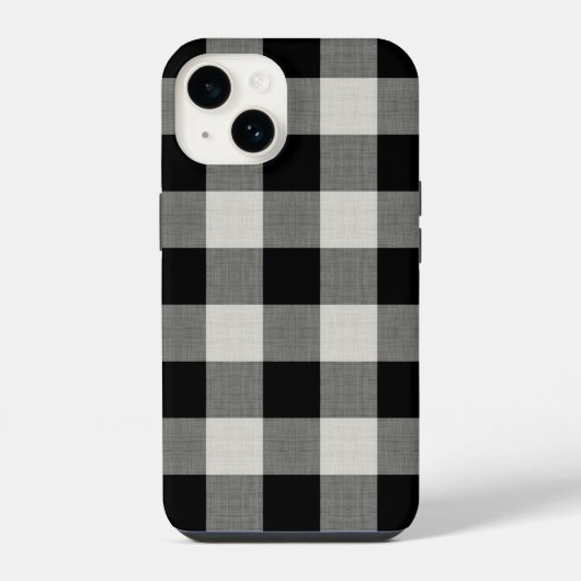 Coque Pour iPhone 14 Vérification du buffle noir rustique (Verso)