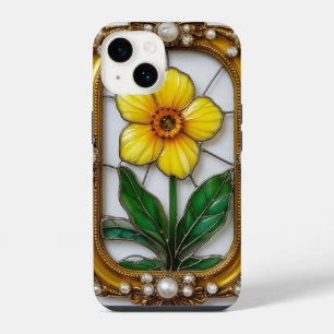 Coque Pour iPhone 14 Verre artistique coloré avec fleur vibrante