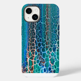 Coque Pour iPhone 14 Verre Turquoise orange abstrait