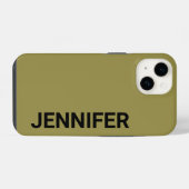 Coque Pour iPhone 14 Vert décalé uni nom personnalisé (Verso Horizontal)