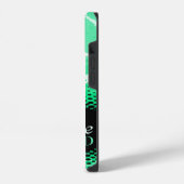 Coque Pour iPhone 14 Vert menthe impression graphique animal noir (Côté gauche)
