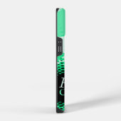 Coque Pour iPhone 14 Vert menthe impression graphique animal noir (Côté droit)
