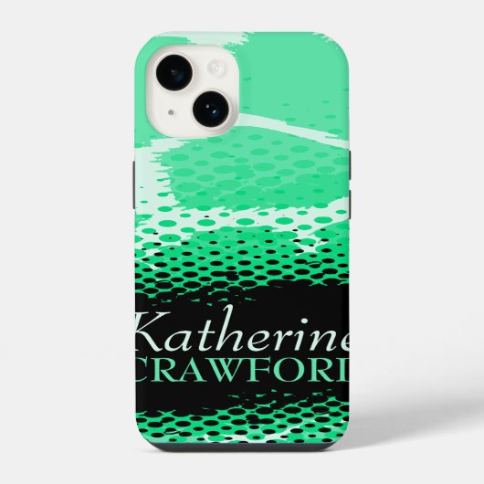 Coque Pour iPhone 14 Vert menthe impression graphique animal noir (Verso)