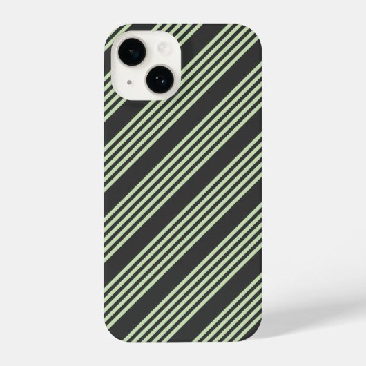 Coque Pour iPhone 14 Vert pâle et charbon cinq bandes motif (Verso)