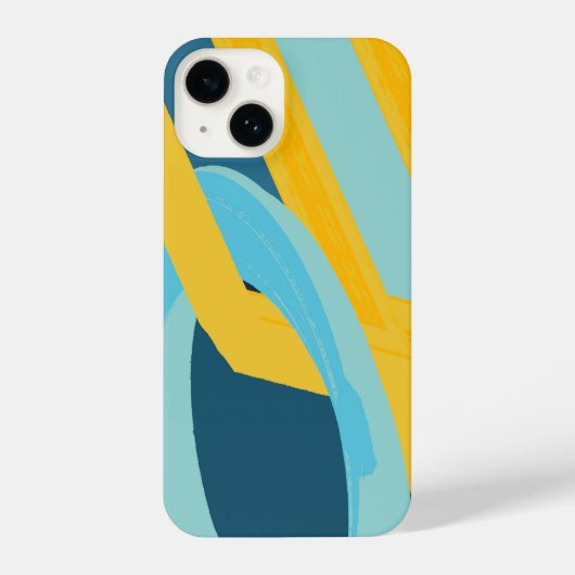 Coque Pour iPhone 14 Vibrant Yellow Blue Abstract (Verso)