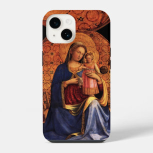 Coque Pour iPhone 14 VIERGE À L'ENFANT ET SAINTS ,bleu noir