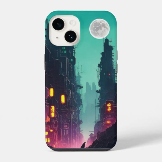 Coque Pour iPhone 14 ville de néon (Verso)