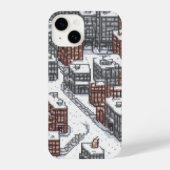 Coque Pour iPhone 14 ville enneigée pixelisée (Verso)