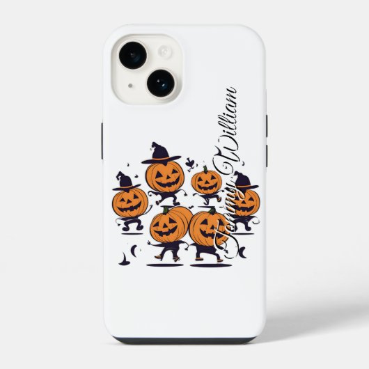 Coque Pour iPhone 14 Vintage Citrouille Halloween (Verso)