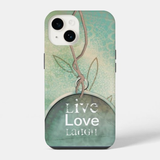 Coque Pour iPhone 14 Vintage Live Love Rire (Verso)