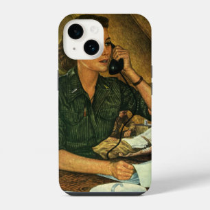 Coque Pour iPhone 14 Vintage Patriotique, Infirmière médicale au téléph
