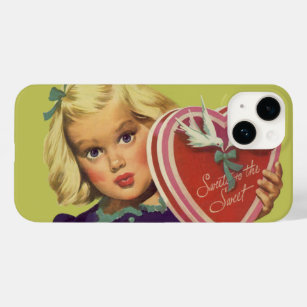 Coque Pour iPhone 14 Vintage Saint Valentin, Fille au chocolat