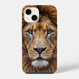 Coque Pour iPhone 14 Visage de lion majestueux aux yeux bleus Faune A