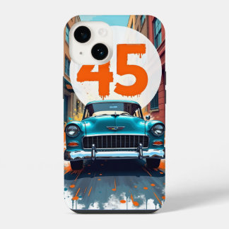 Coque Pour iPhone 14 Vitesse de 45 : Une Célébration Rétro en Mouvement