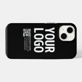 Coque Pour iPhone 14 Votre logo avec code QR et texte modifiables (Verso Horizontal)