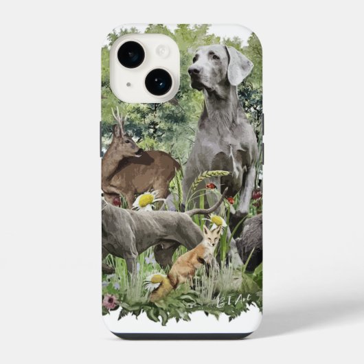 Coque Pour iPhone 14 Weimaraner (Verso)