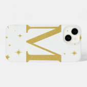 Coque Pour iPhone 14 ⭐ White Phone Case with Big Yellow “M” & Stars (Verso Horizontal)