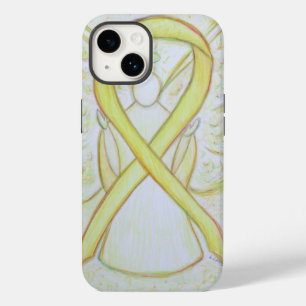 Coque Pour iPhone 14 Yellow Awareness Ribbon Angel coque iphone personn