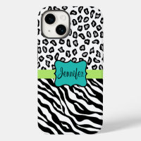 Zèbre Guépard Léopard Peau Noir Blanc Turquoise No