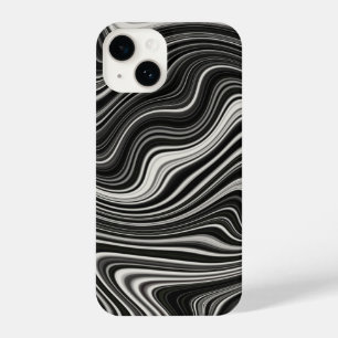 Coque Pour iPhone 14 Zèbre noir et blanc Wavy Abstraction