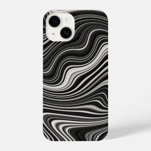 Coque Pour iPhone 14 Zèbre noir et blanc Wavy Abstraction (Verso)