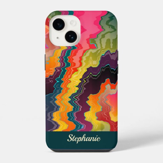Coque Pour iPhone 14 Zigzag Multicolore Abstrait (Verso)