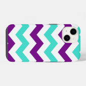 Coque Pour iPhone 14 Zigzag turquoise et violette (Verso Horizontal)