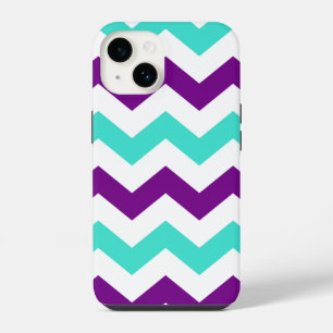 Coque Pour iPhone 14 Zigzag turquoise et violette