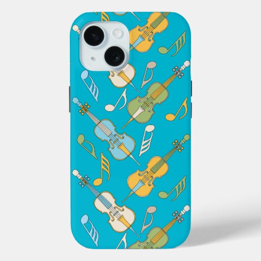 Coque Pour iPhone 15 Angled Cellos and Music Notes iPhone / coque ipad (Verso)